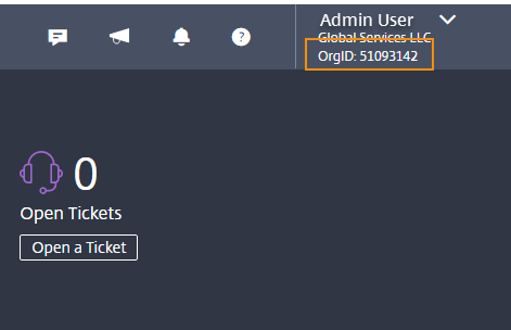 OrgID displayed with account name