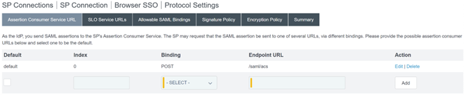 Configure the Assertion Consumer Service URL