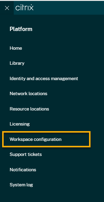 Screenshot of StoreFront Cloud menu