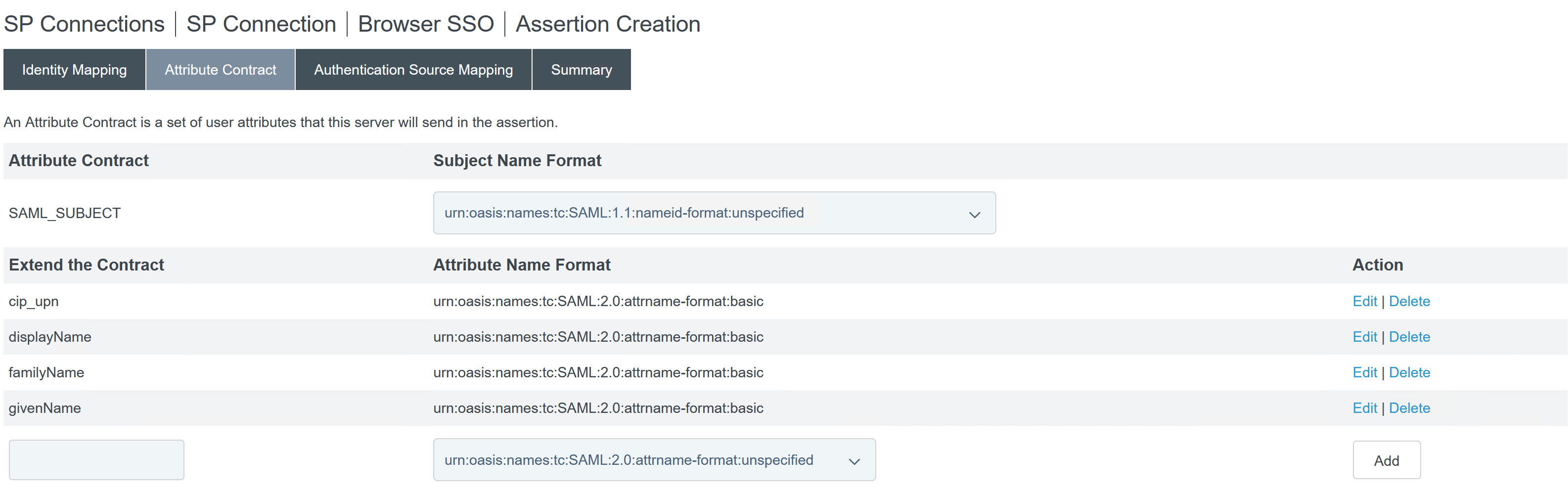 Configure Attribute Contract