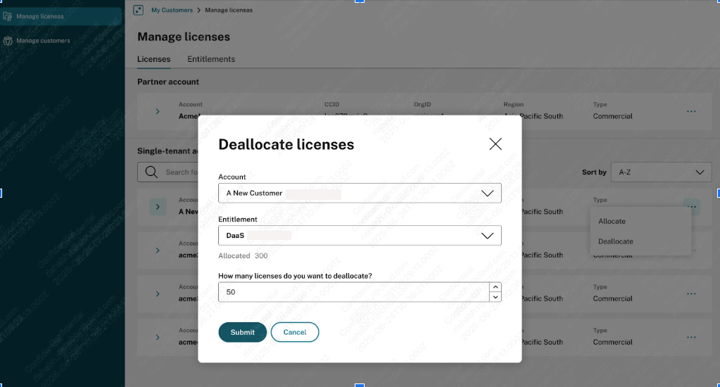 Deallocate License Option