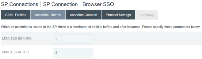 Assertion lifetime settings