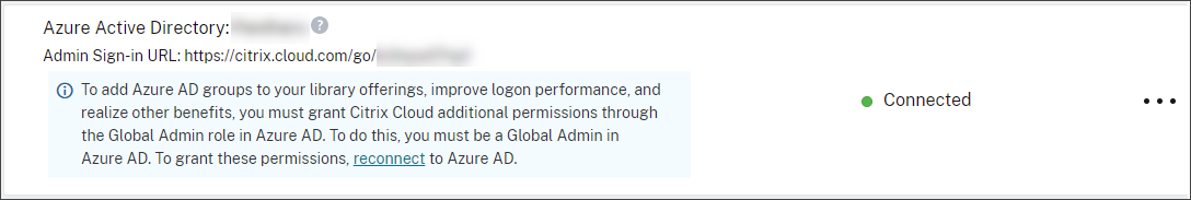 Reconnect to Microsoft Entra ID prompt in Citrix Cloud console