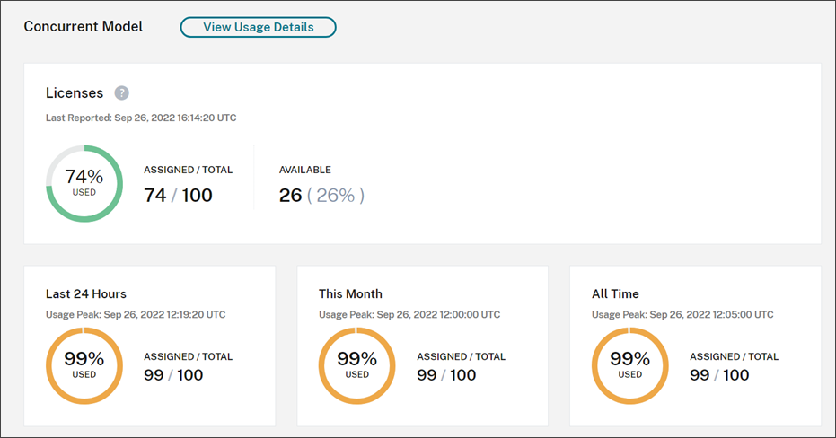 License summary view for the Concurrent model