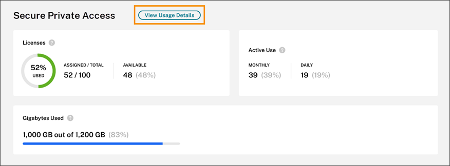 Licensing summary view with View Details highlighted