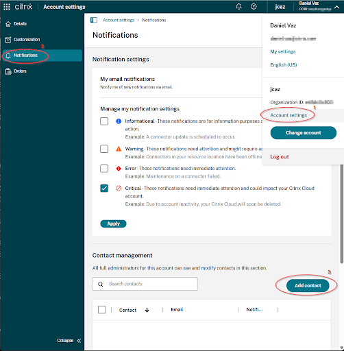 Reconnect to Microsoft Entra ID prompt in Citrix Cloud console