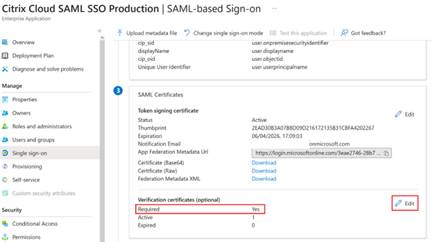 SAML SSO Production