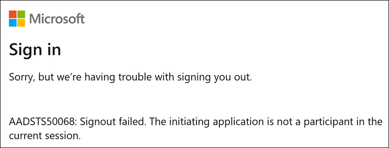 Microsoft Entra ID sign-out error