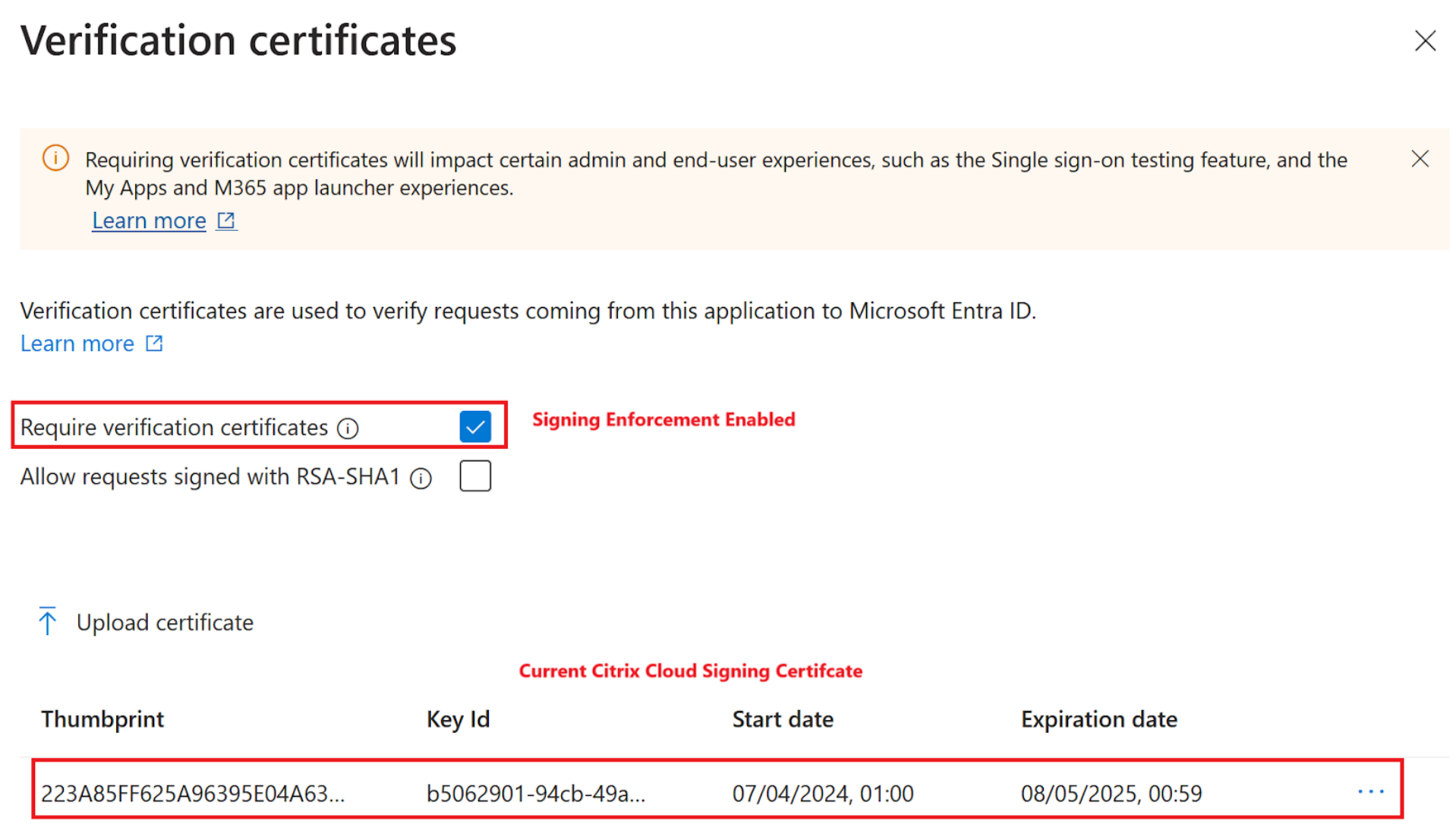 Saml entraid example signing enforcement
