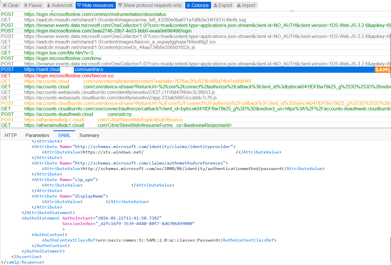 XML file with SAML assertion value highlighted