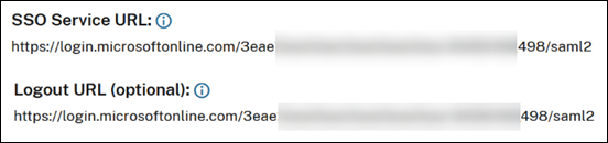 Example of EntraID Single Sign-on and Single Logout endpoint URLs