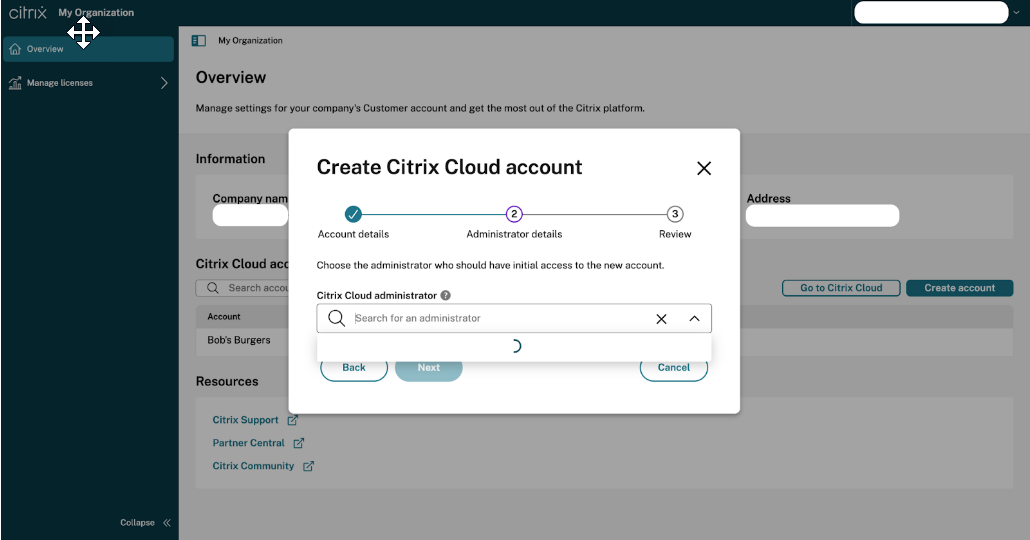 Citrix Cloud admin