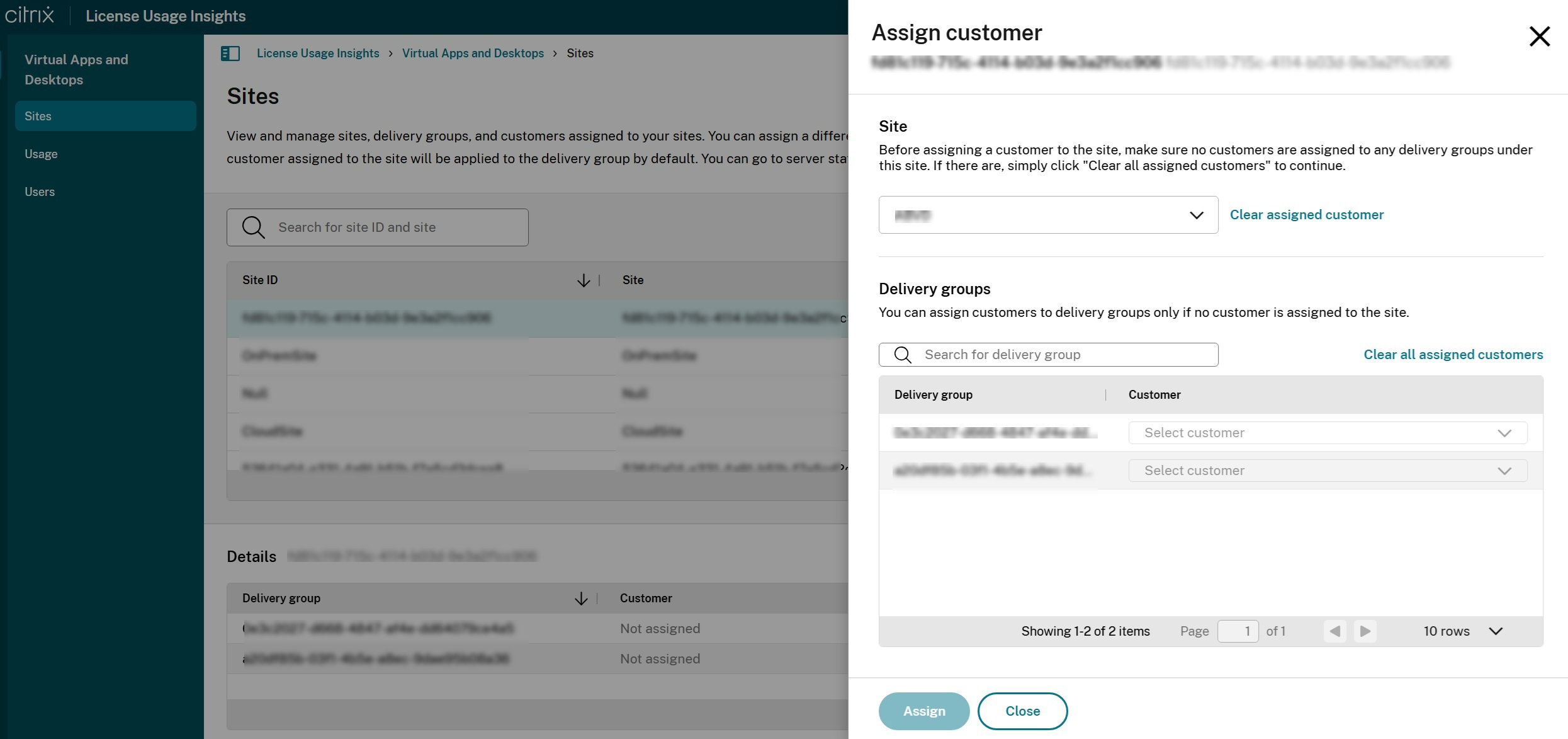 Site and delivery group customer tagging