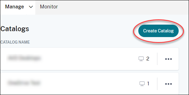 Create Catalog button on Azure Quick Deploy dashboard