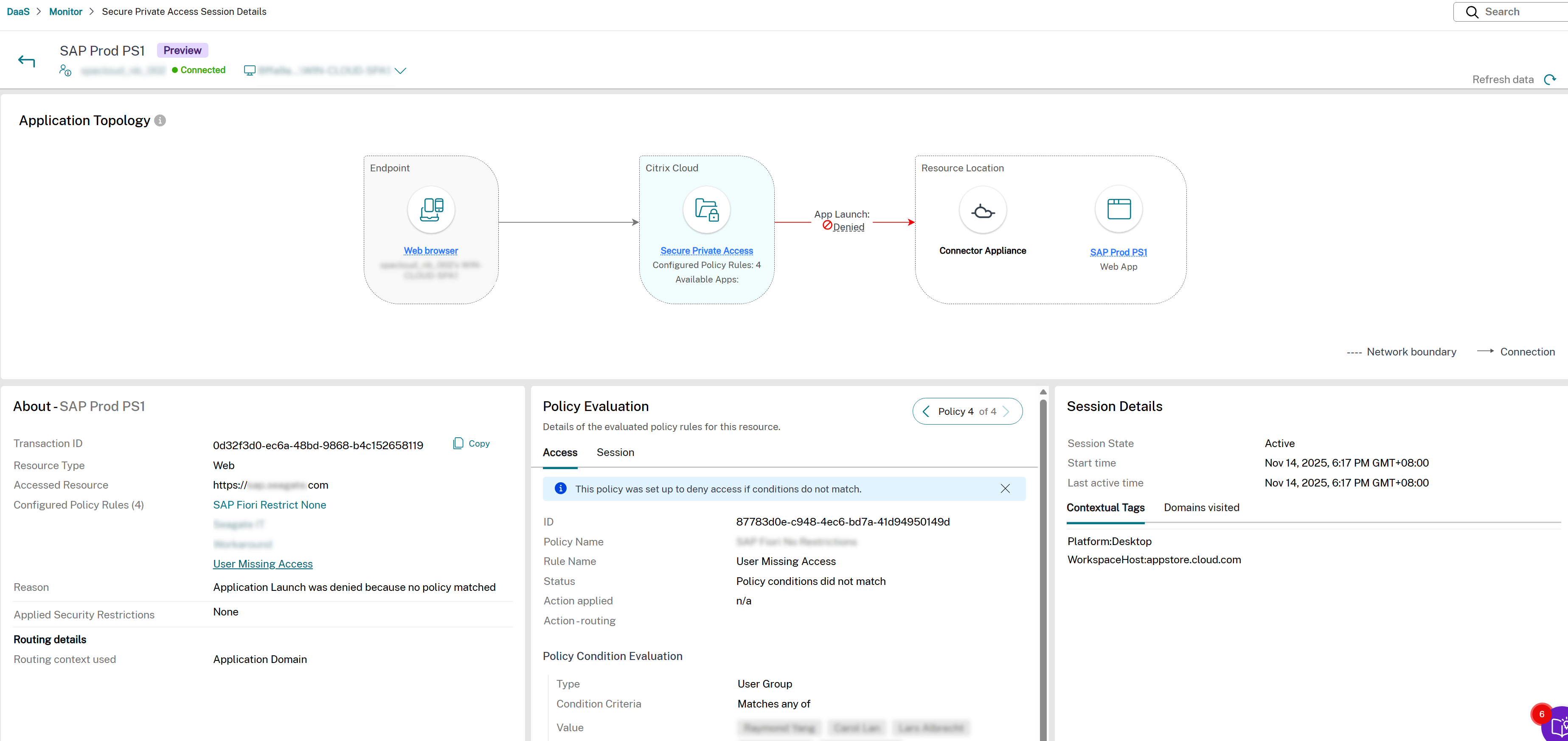 Application topology-TCP and UDP-failed