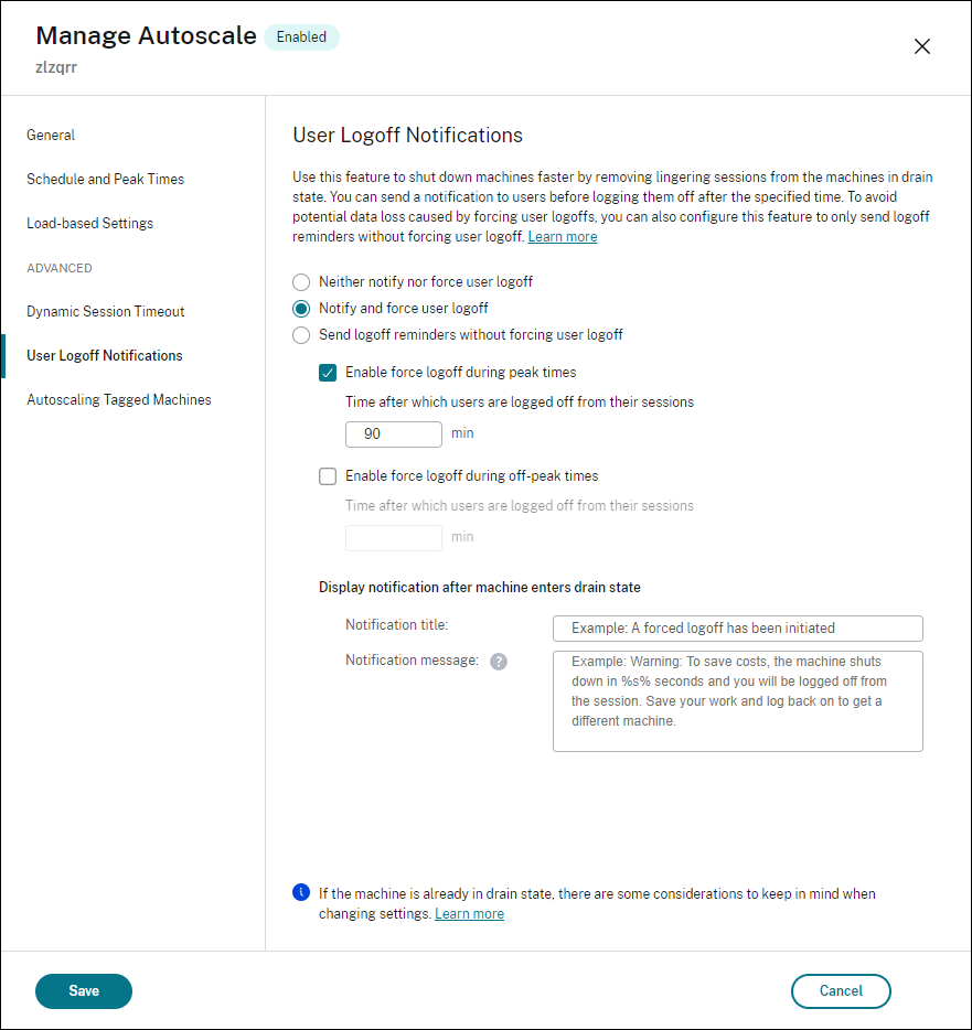Autoscale multi-session OS - force user logoff