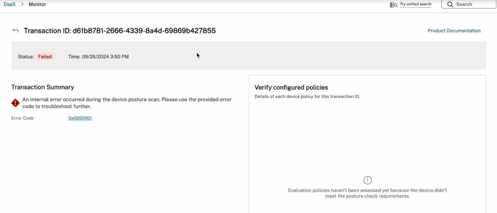 Device posture error handling