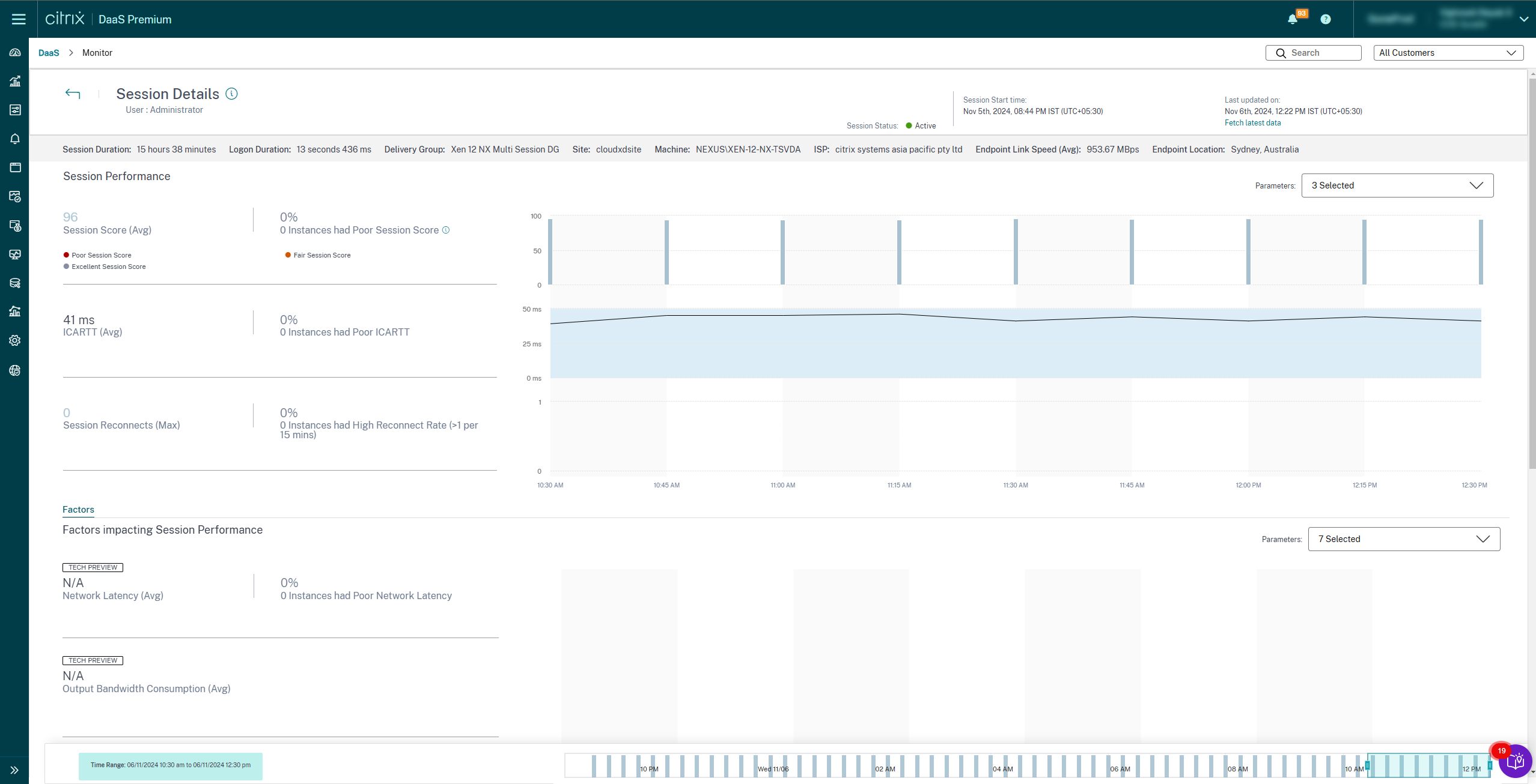Citrix Analytics for Performance - Session Details