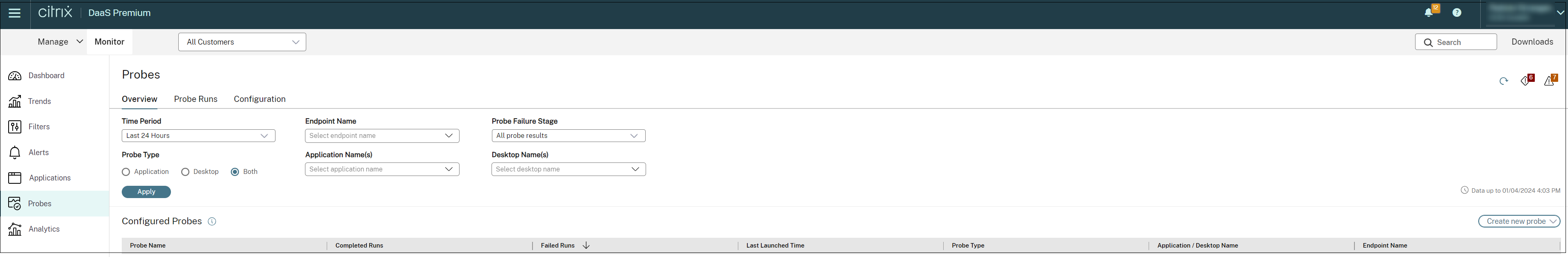 Monitor Application Analytics page