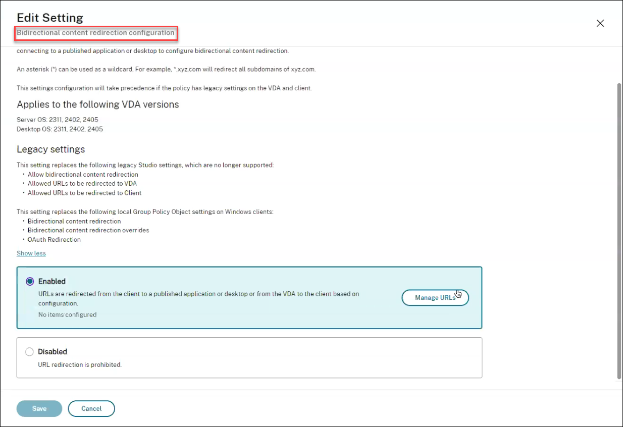 enable bidirectional content redirection