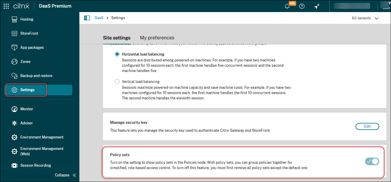 Enable policy sets