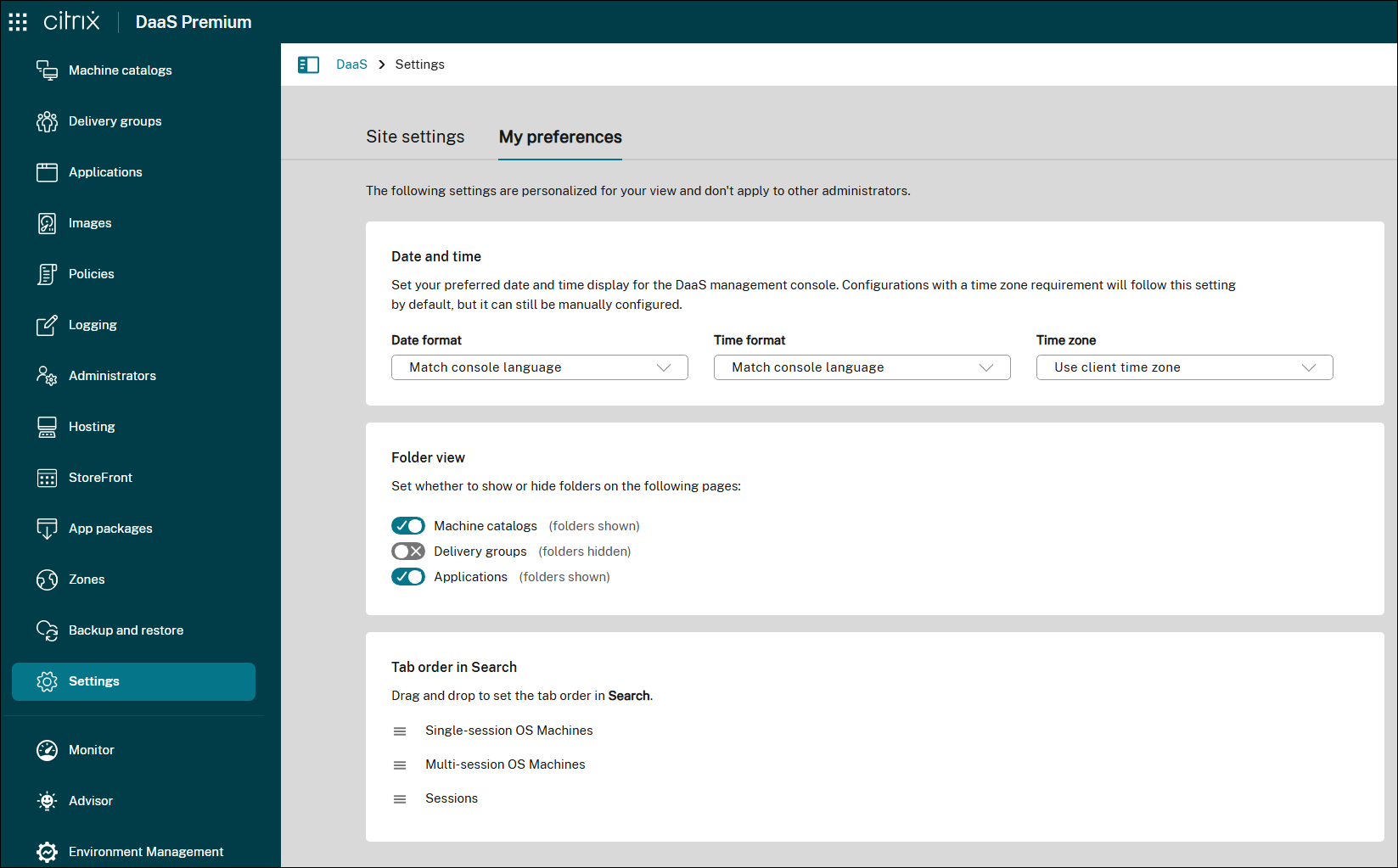 personal UI preferences
