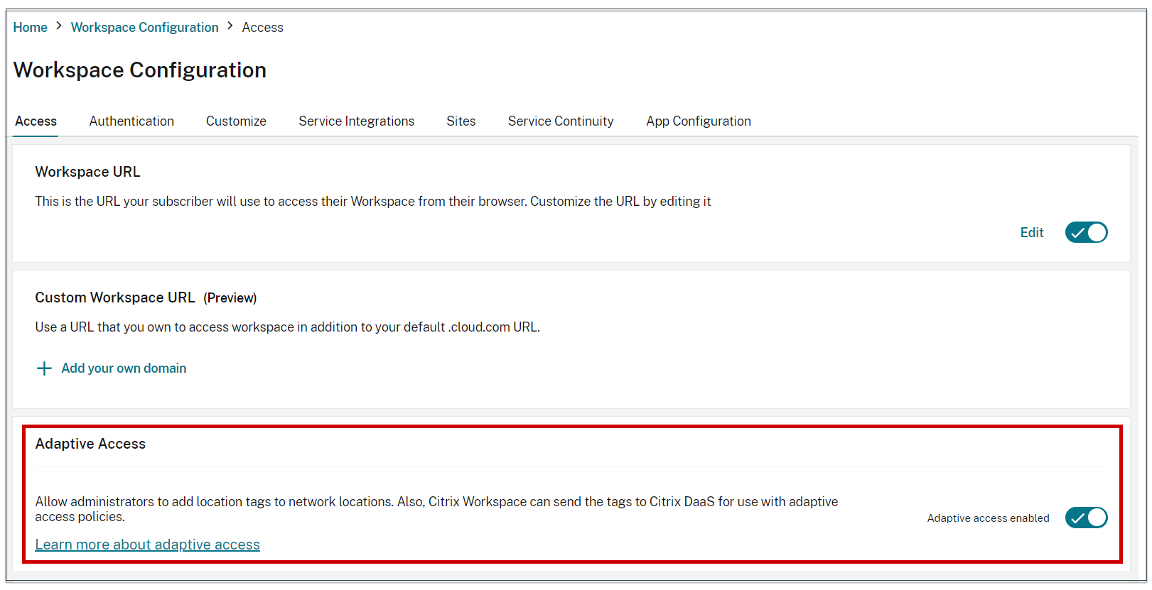 Enable Adaptive access