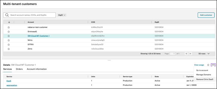 Remove a service dots menu