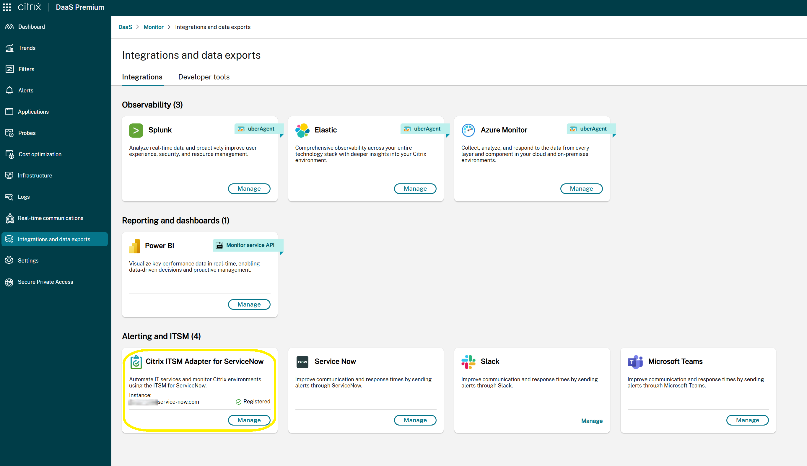 ServiceNow Integration Status