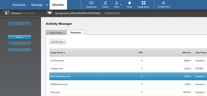 Monitor Teams in Activity Manager