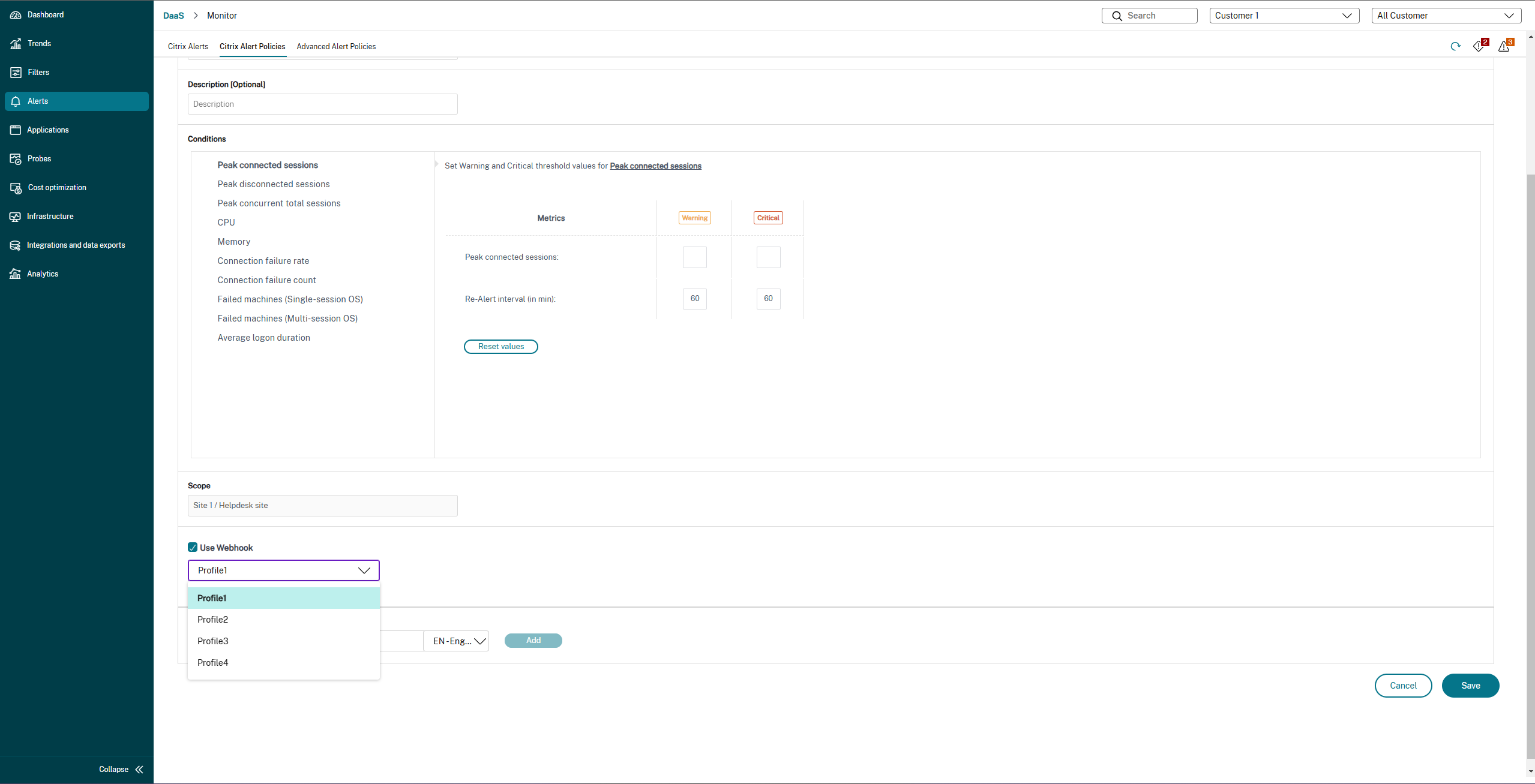 Webhook profile