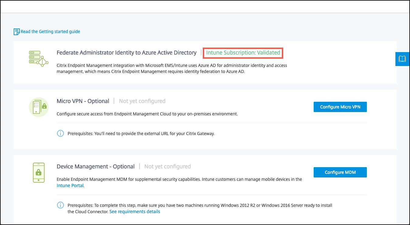 The Citrix Endpoint Management Manage option