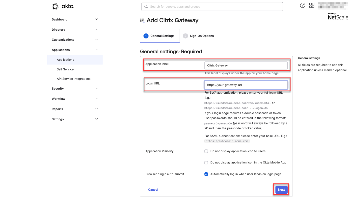 NetScaler Gateway general settings