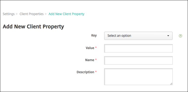 Client Properties screen