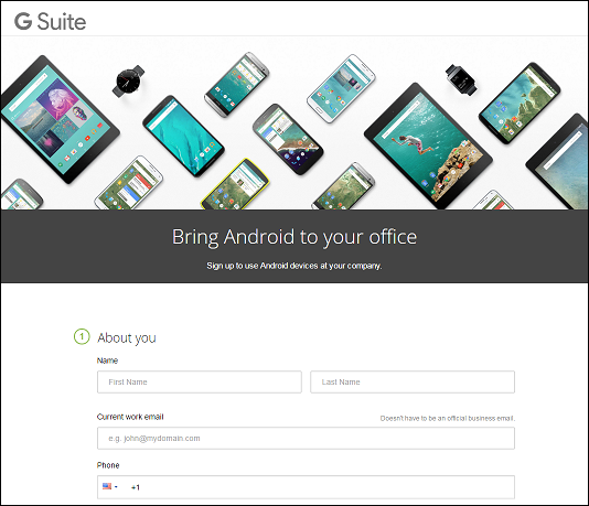 Account setup page