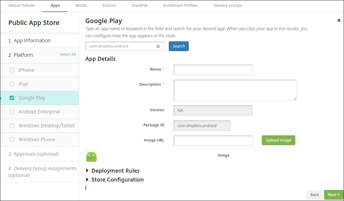 searching for an app