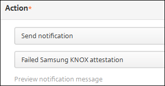 Actions configuration screen