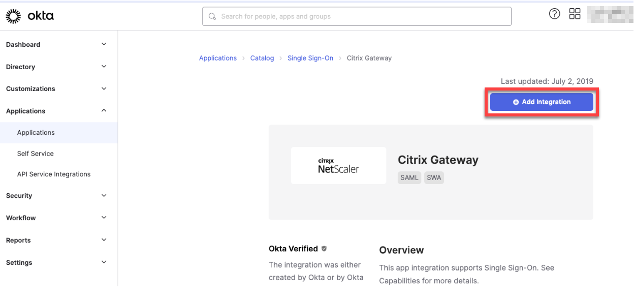 NetScaler Gateway Add Integration