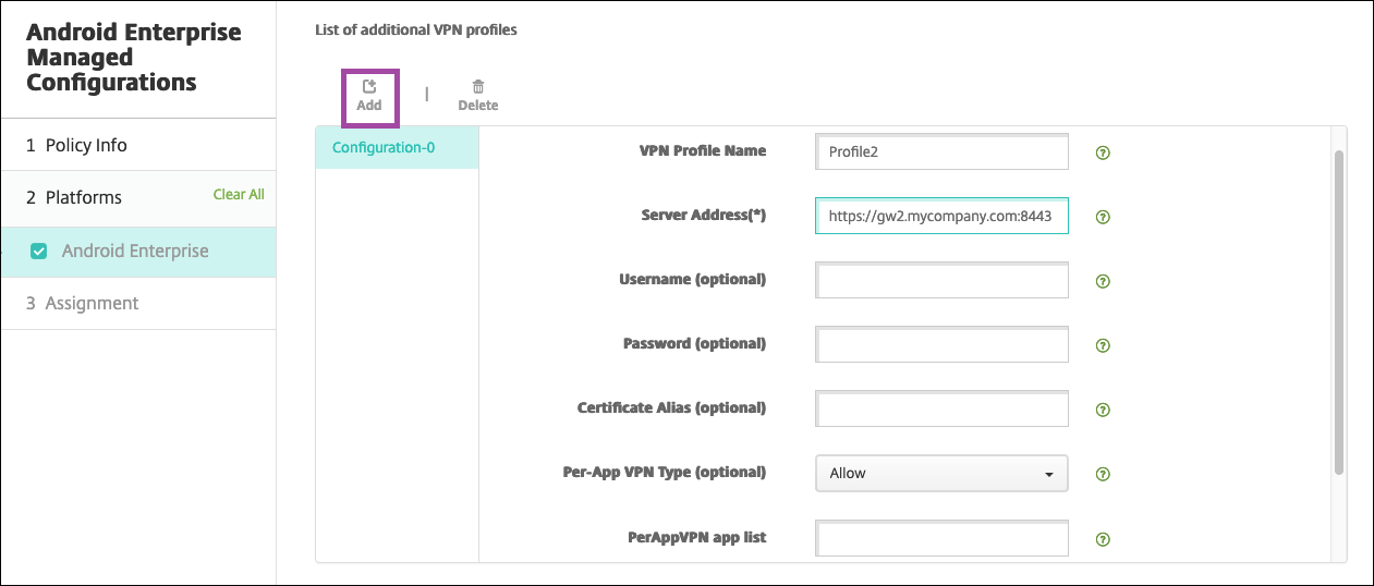 Android Enterprise managed configuration wizard