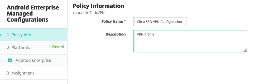 Android Enterprise managed configuration wizard