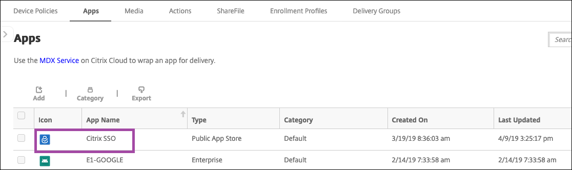 SSO app in console