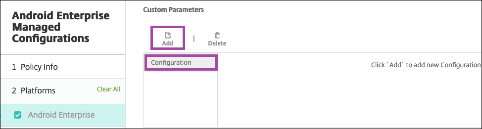 Android Enterprise managed configuration wizard