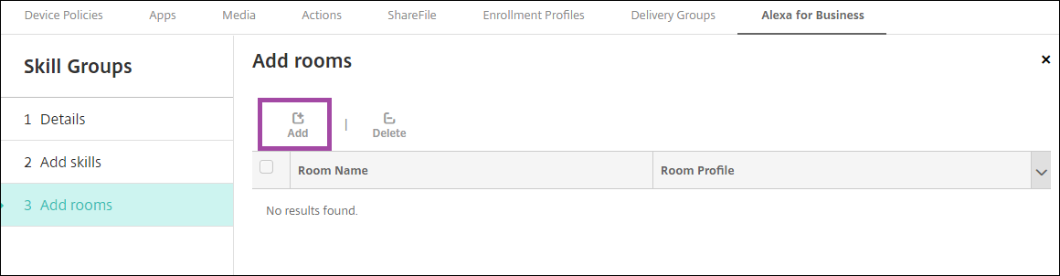 Citrix Endpoint Management console Alexa for Business adding skills to skill group
