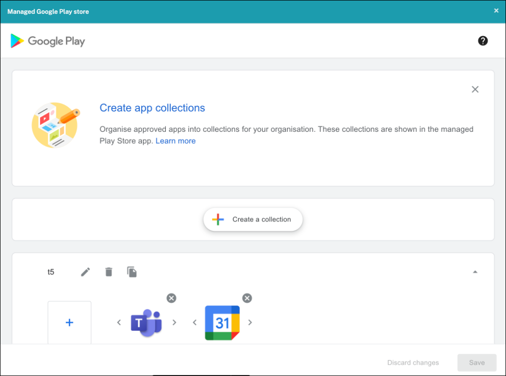 Apps configuration screen