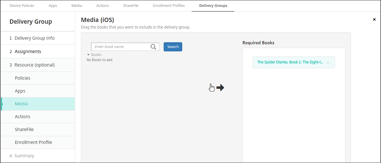 Delivery Groups configuration screen