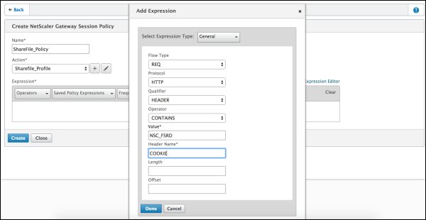 NetScaler Gateway Session Profile screen