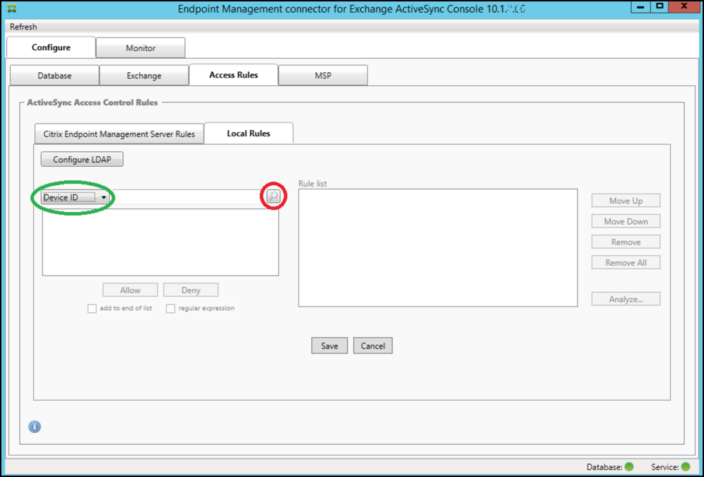 Access rule tab