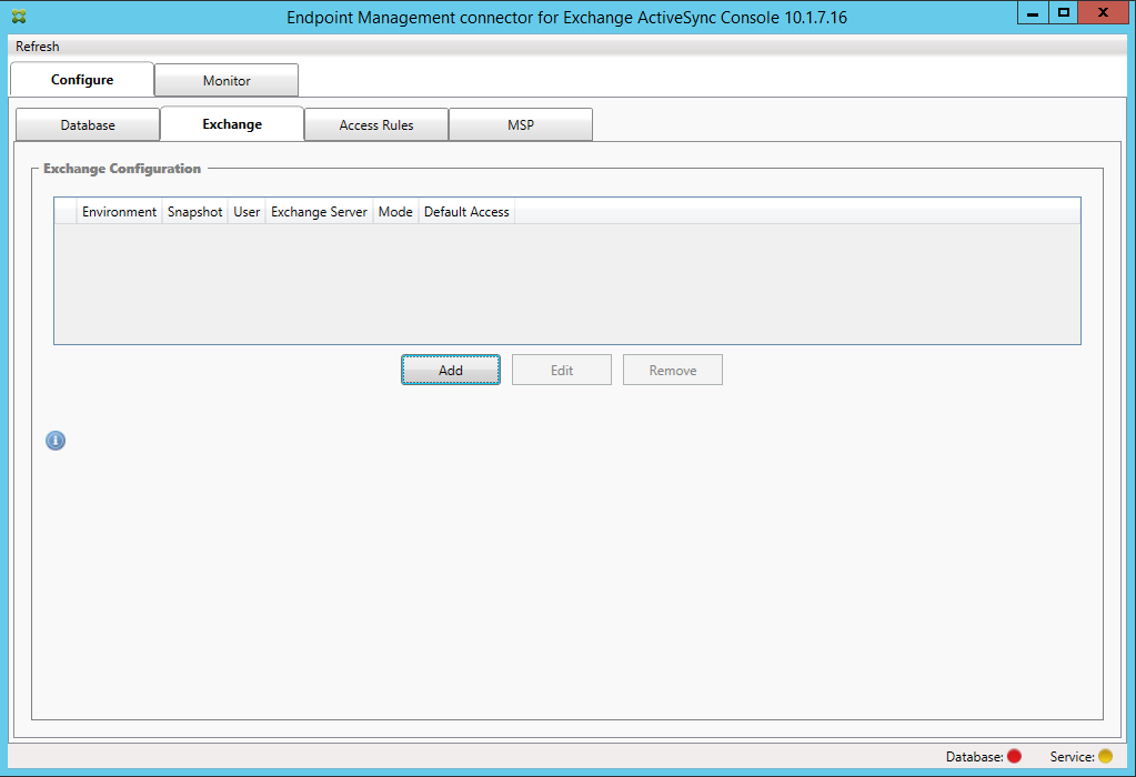 Configure Exchange tab
