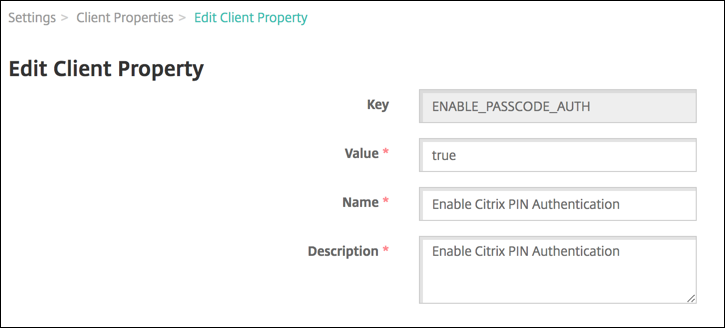 Client Properties screen