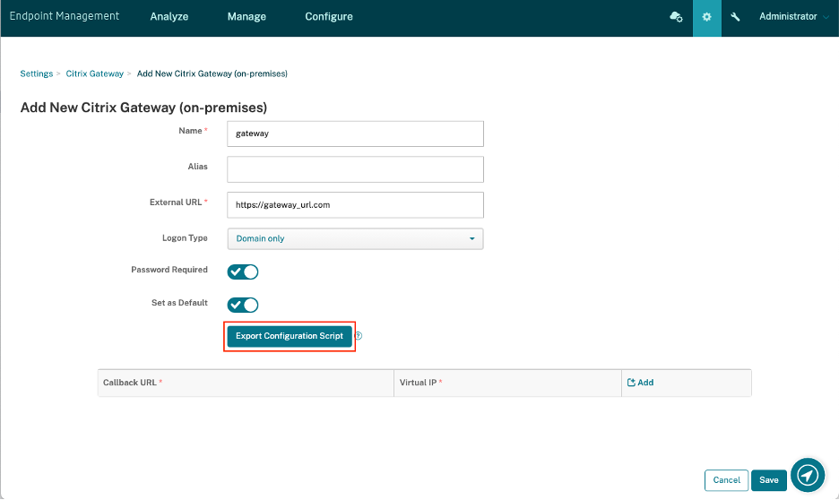 Download Export Configuration Script